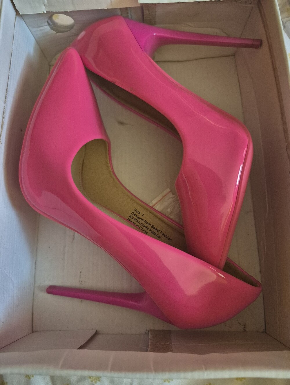 BEAST FASHION Hot Pink Patent Stiletto Pumps